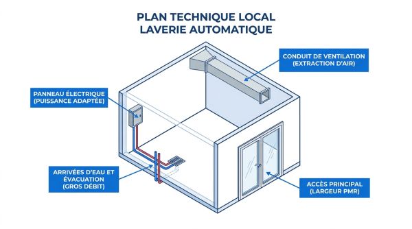 Plan technique local laverie automatique