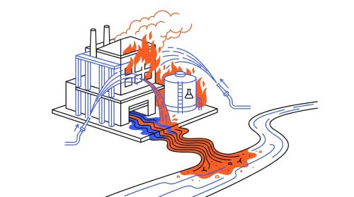 Schéma risque pollution eaux extinction ICPE