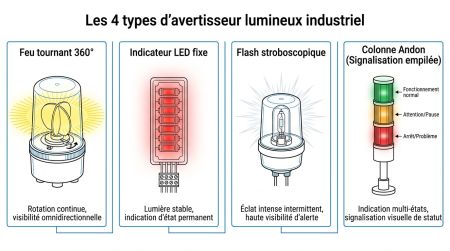 Les 4 types avertisseur lumineux industriel