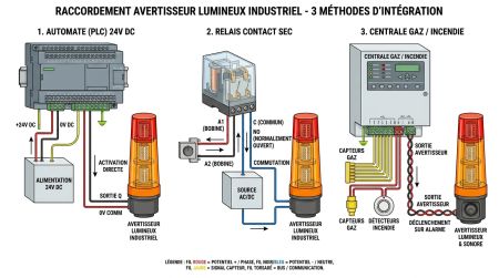 Raccordement avertisseur lumineux industriel