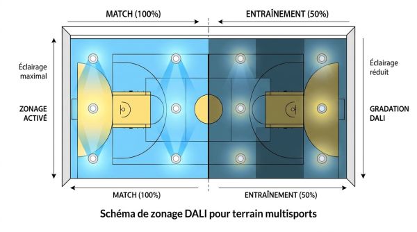 Schéma de zonage DALI pour terrain multisports