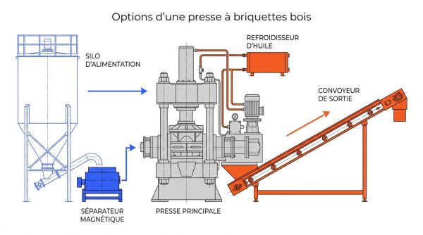 Options d'une presse à briquettes bois