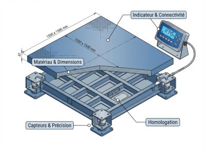 Schéma plateforme de pesage : structure, capteurs,