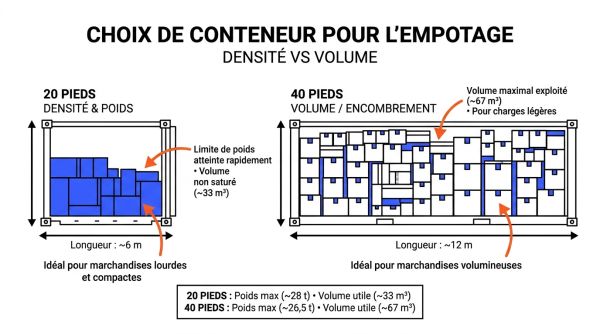 Choix de conteneur pour empotage