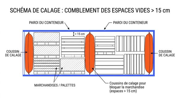 Coussins de calage conteneur