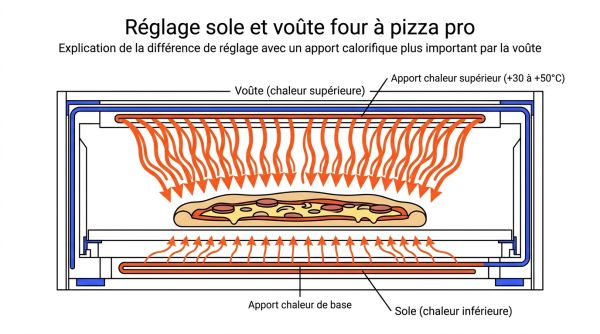 Réglage sole et voûte four à pizza pro