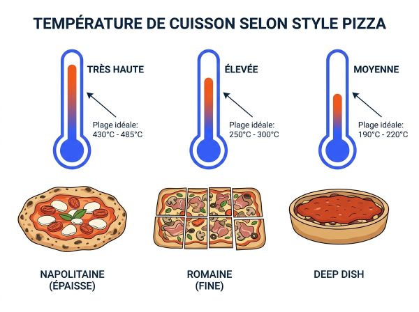 Température de cuisson selon style pizza