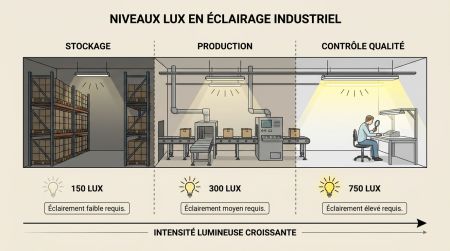 Niveaux lux en éclairage industriel