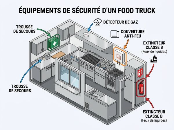 Equipements de securite d'un food truck
