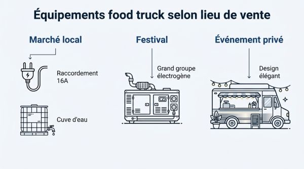 Equipements food truck selon lieu de vente