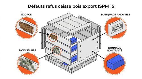 Défauts refus caisse bois export ISPM 15