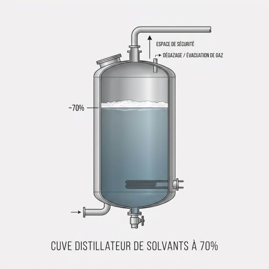 Cuve distillateur de solvants à 70%