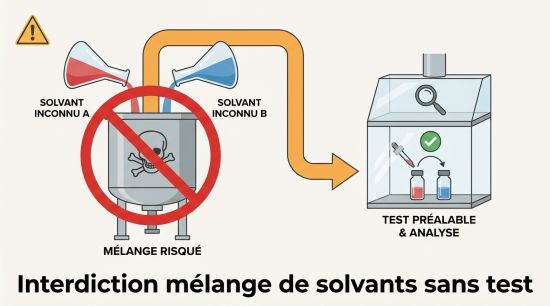 Interdiction mélange de solvants sans test