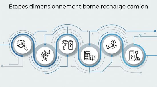 Étapes dimensionnement borne recharge camion