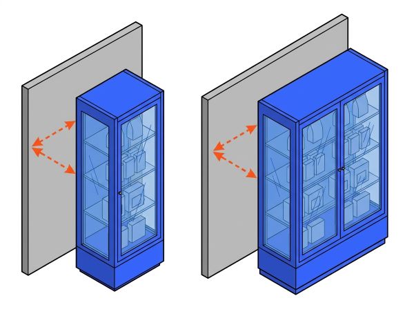 Encombrement armoire vitrée une et deux portes