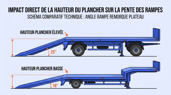 Angle rampe remorque plateau