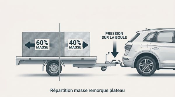 Répartition masse remorque plateau