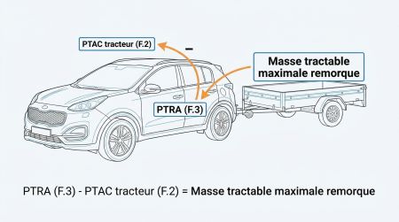 Calcul masse tractable maximale remorque
