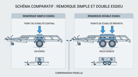 Remorque simple et double essieu