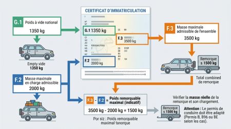 Schéma carte grise PTAC PTRA remorque