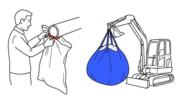 Manutention d'un sac filtrant pour chantier