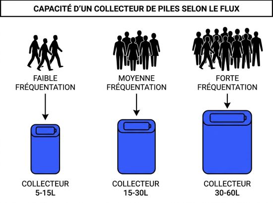 Capacité d'un collecteur de piles selon le flux