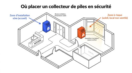 Où placer un collecteur de piles en sécurité