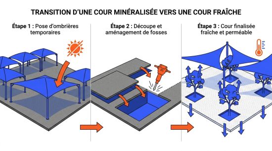 Désimperméabilisation d'une cour minéralisée