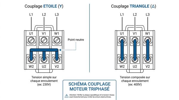 Schéma couplage moteur triphasé