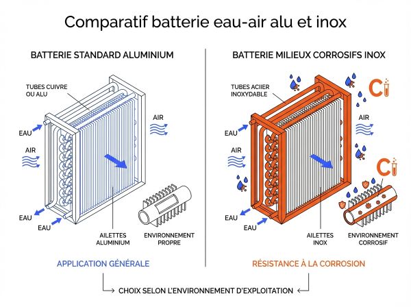 Comparatif batterie eau-air alu et inox