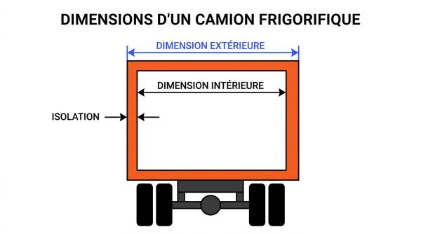 Schéma des dimensions d'un camion frigorifique