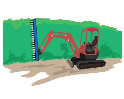 Utilisation d'une mini pelle avec une tondeuse