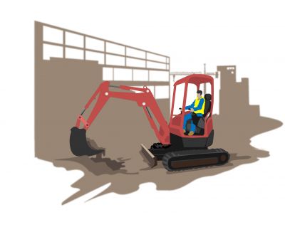 Utilisation d'une mini pelle pour la construction