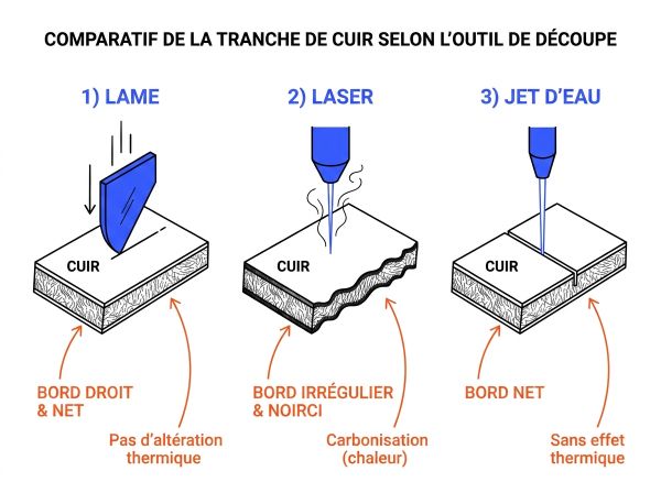 Comparatif tranche cuir selon outil de découpe
