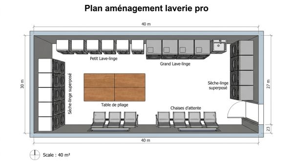 Plan aménagement laverie pro