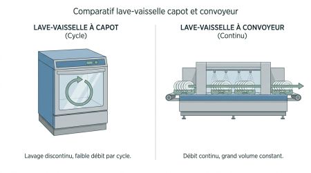 Comparatif lave-vaisselle capot et convoyeur