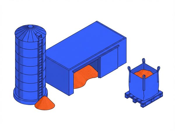 Comparaison silo, stockage plat et big bag