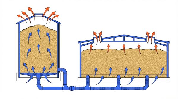 Schéma ventilation grain silo et plat