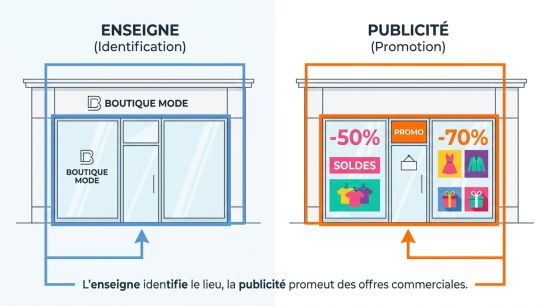 Différence vitrophanie enseigne et publicité