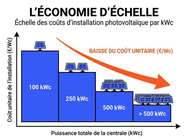 Échelle des coûts d'installation photovoltaïque par kWc