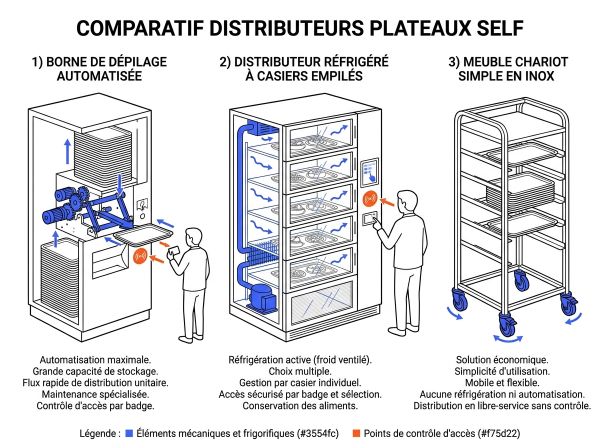 Comparatif distributeurs plateaux self