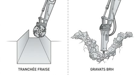Tranchée fraise vs gravats BRH