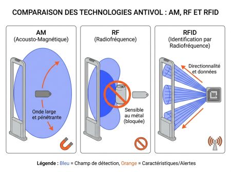 Technologies antennes antivol AM RF et RFID