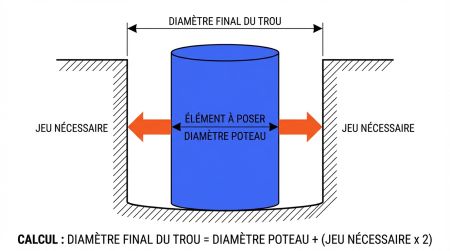 Calcul diamètre trou tarière pour pose poteau