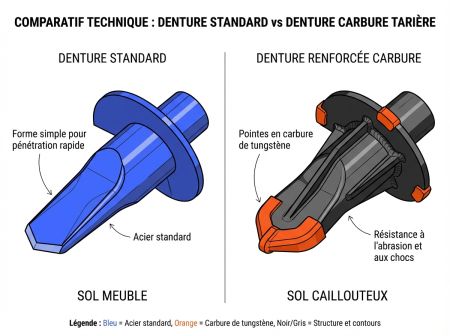 Denture standard vs denture carbure tarière