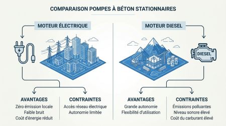 Moteur de pompe à béton stationnaire