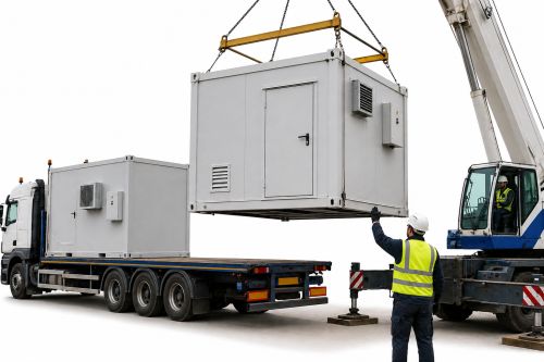 Levée de conteneur industriel avec grue