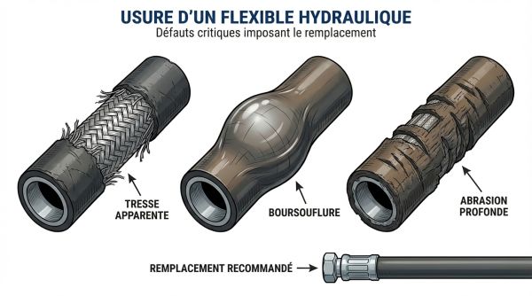 Usure d'un flexible hydraulique