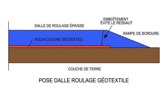 Pose dalle roulage géotextile