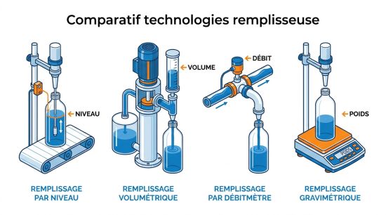 Comparatif technologies remplisseuse